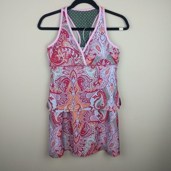 Athleta Other - Athleta razor back bra top skirt set paisley S